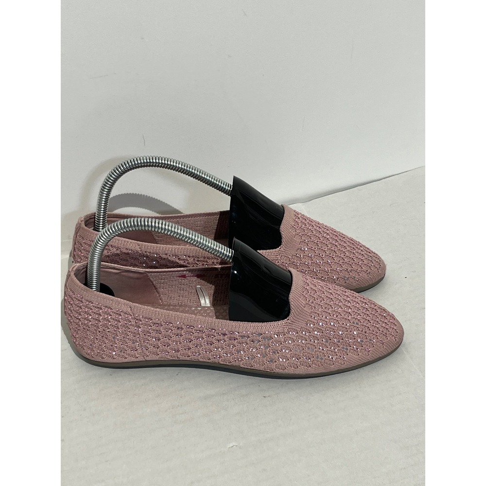 Skechers Air-Cooled Memory Foam‎ Pink Rhinestone Knit Pointed Toe Ballet Flats